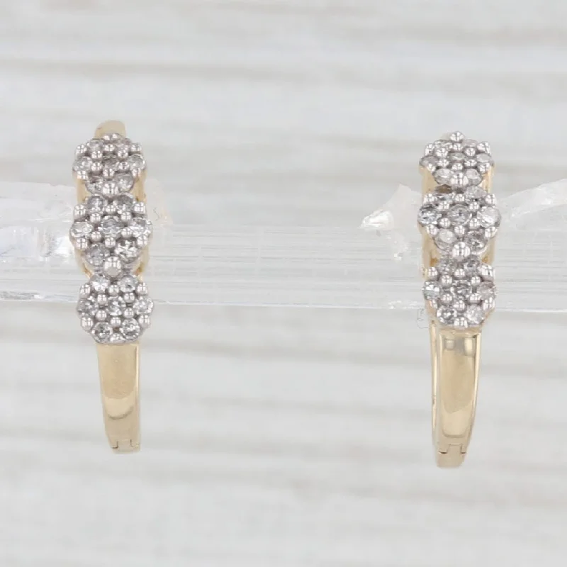 Elegant Gold Earrings For Classic Look-0.20ctw Diamond Journey J-Hook Earrings 10k Yellow Gold