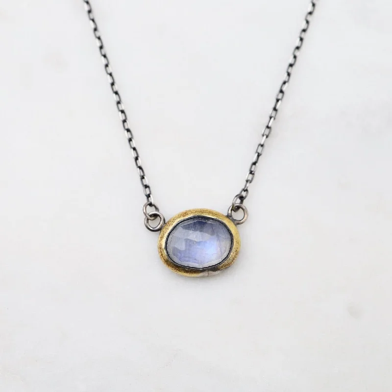 Dainty Pendant Necklaces For Minimalist Style-Moonstone Petite Crescent Rim Necklace