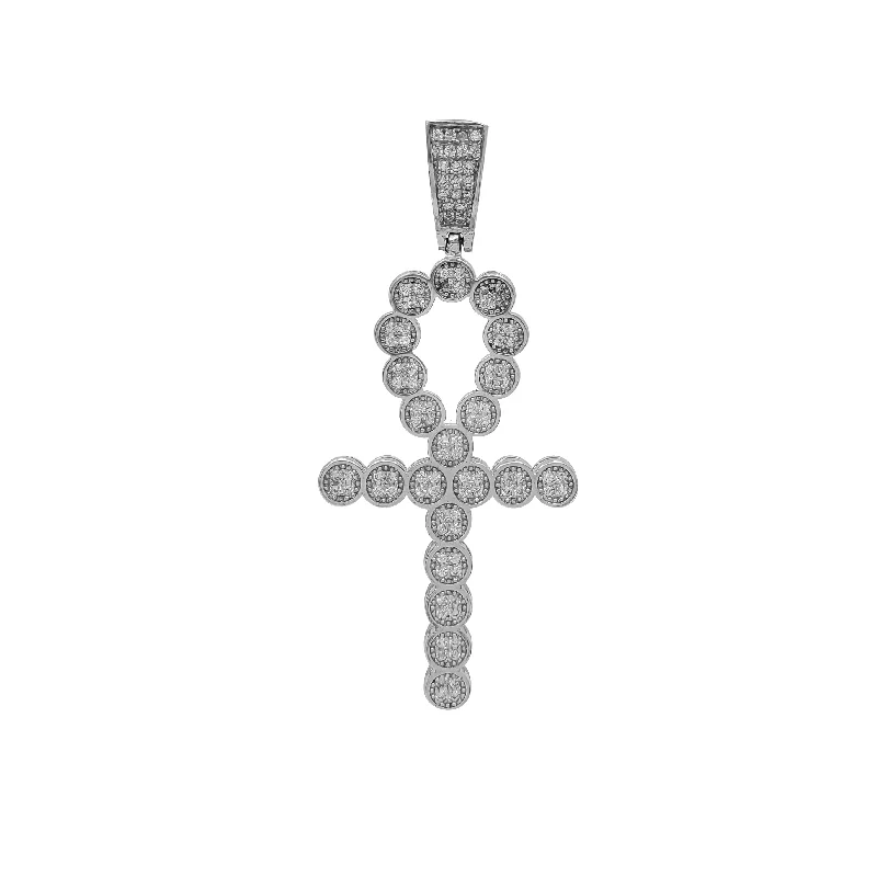 Handmade Gold Rings For Unique Style-Zirconia Ank Cross Pendant (Silver)