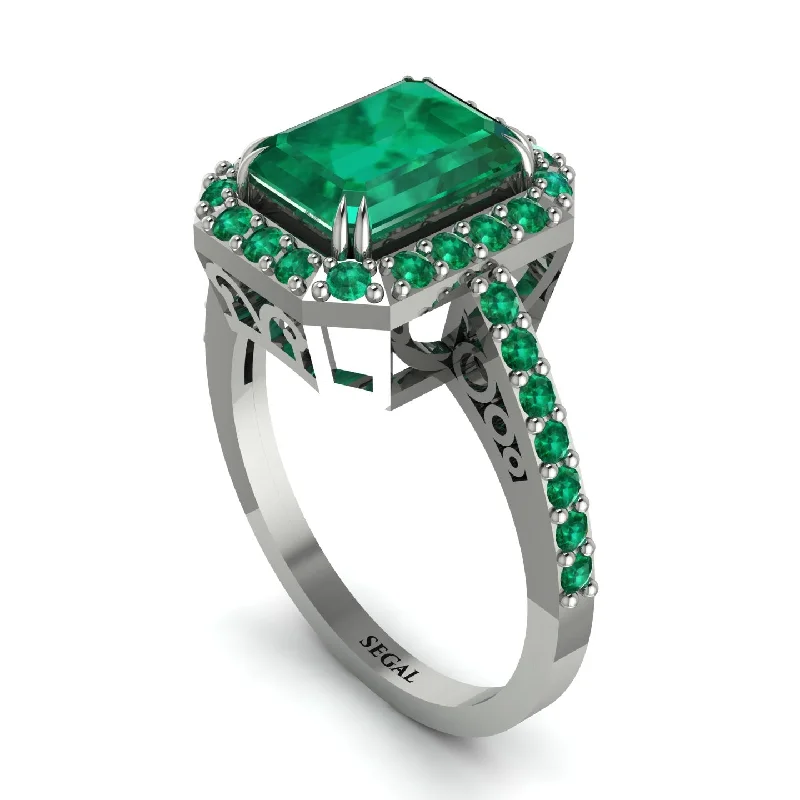 Stunning Gemstone Wedding Rings For Brides-Emerald Cut Emerald Vintage-Inspired Engagement Ring - Addilyn No. 21