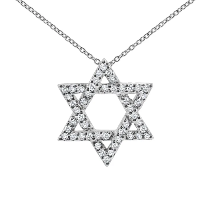 Custom Nameplate Necklaces For Personalized Style-14K Diamond Star of David Necklace