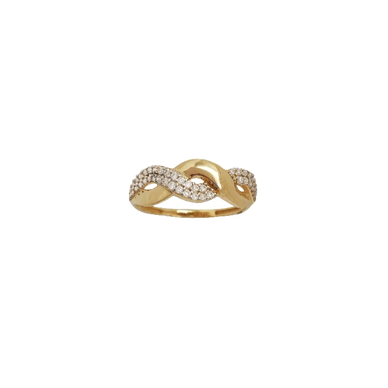 Vintage Wedding Rings For Classic Brides-Zirconia Stones-Set Intertwined Band Ring (14K)