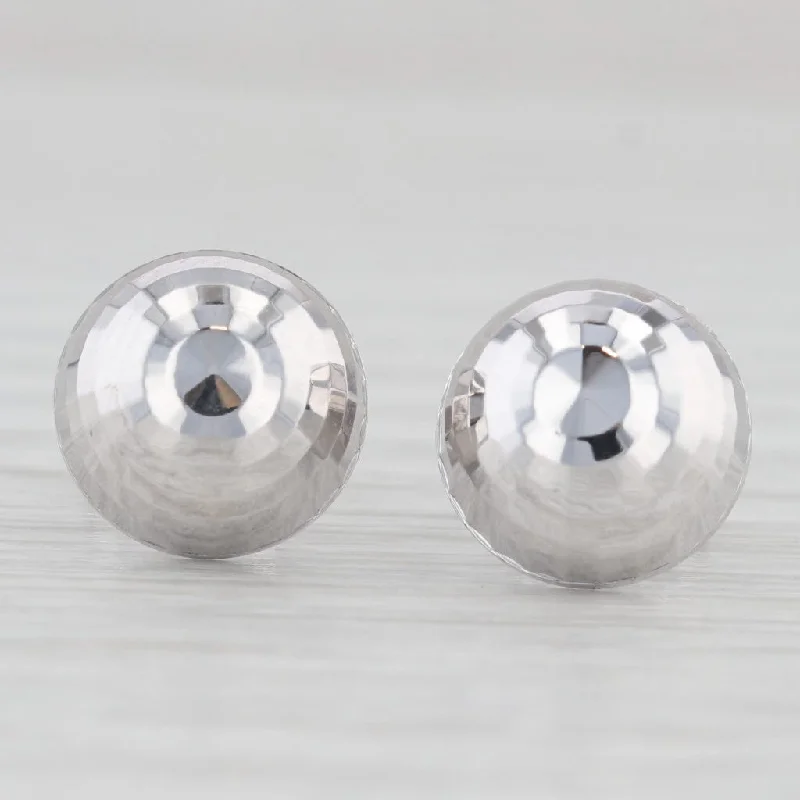 Elegant Earrings For Bridesmaids Gifts-Disco Ball Stud Earrings 14k White Gold Milor Italian