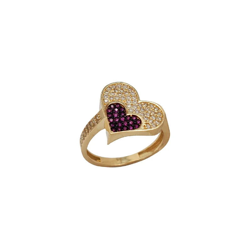 Customizable Gold Rings For Personal Style-Iced-Out Heart Ring (14K)