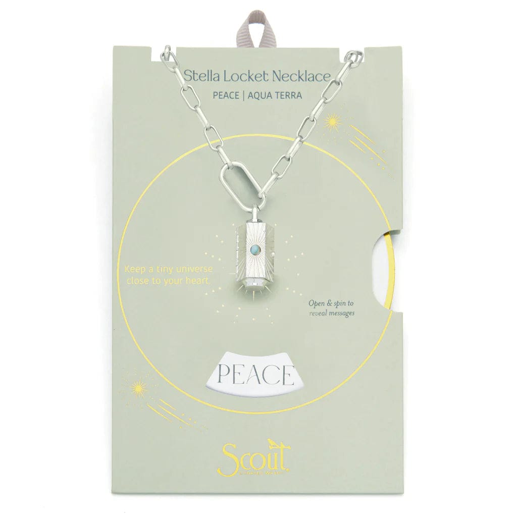 Dainty Gold Pendant Necklaces For Simple Style-Peace Stella Locket Necklace with Aqua Terra