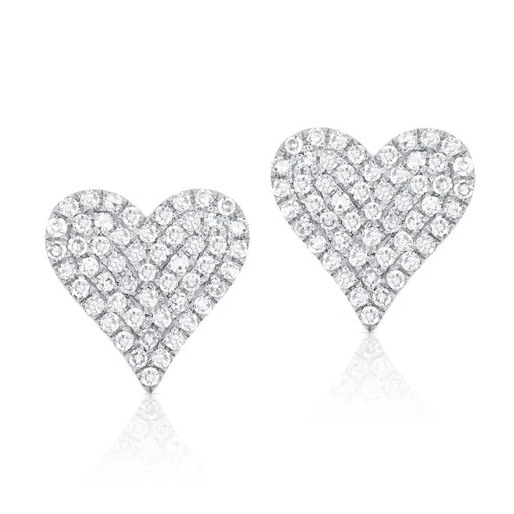 Stylish Resin Earrings For Bright Fashion-14K White Gold Diamond Heart Stud Earrings