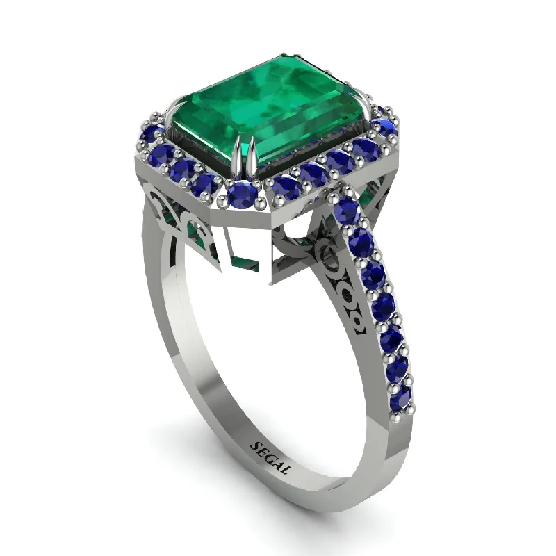 Stunning Gemstone Rings For Weddings-Emerald Cut Emerald Vintage-Inspired Engagement Ring - Addilyn No. 66