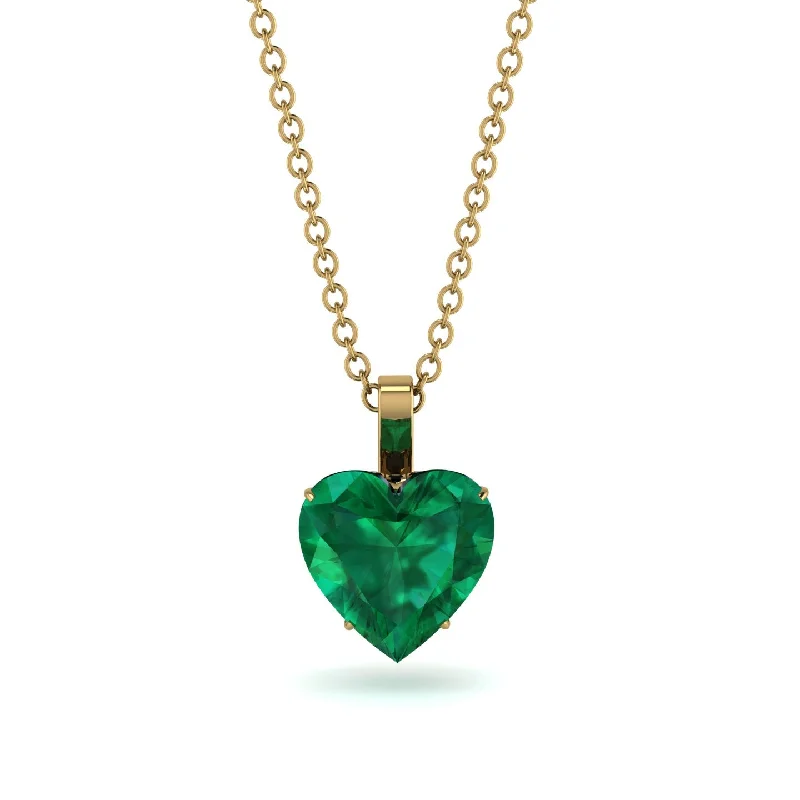 Statement Gemstone Necklaces For Special Events-Heart Emerald Necklace - Noelle No. 34