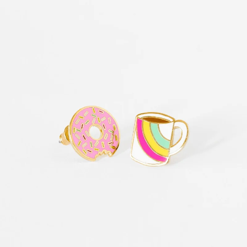 Luxury Diamond Earrings For Wedding Day-Coffee & Donut Earrings