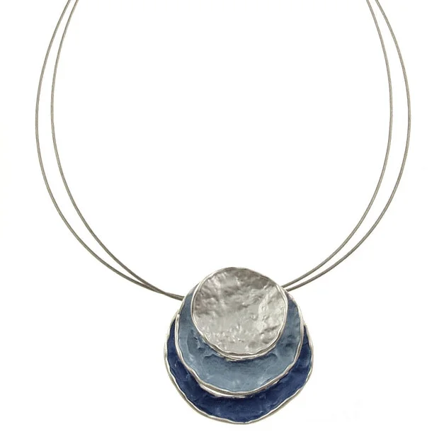 Classic Pearl Bar Necklaces For Timeless Elegance-Blue Round Stack Pendant Necklace