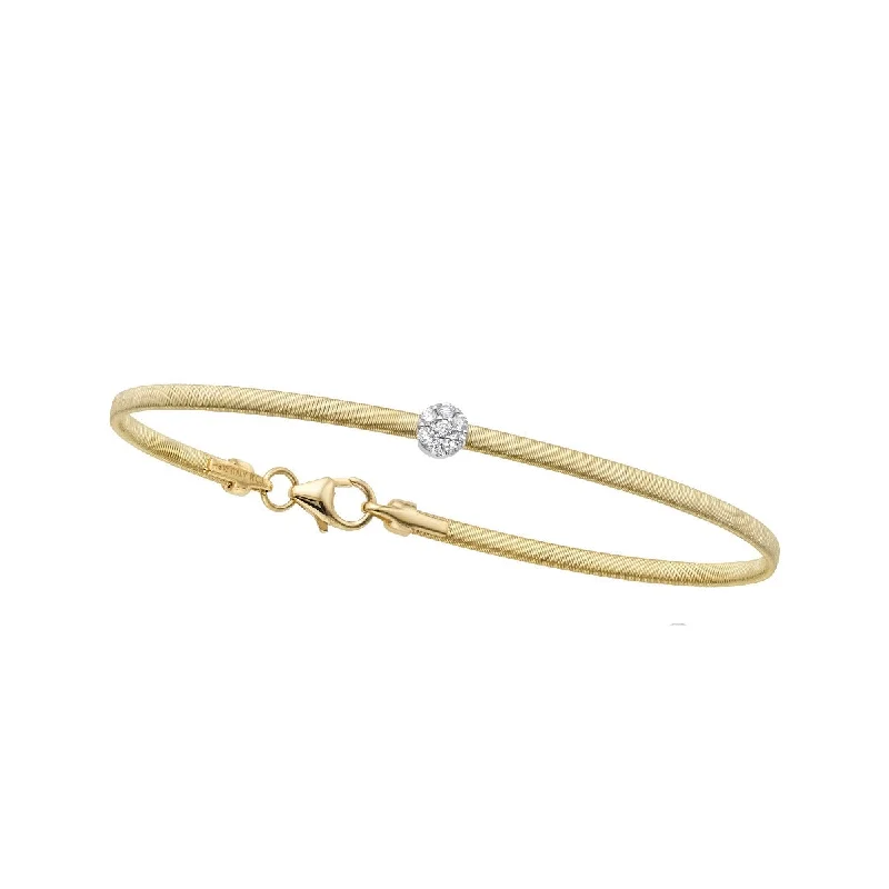 Bracelets With Star Designs-14K Yellow  Gold 7" .10CT Diamond Italian Silk Bracelet TBG8327-07