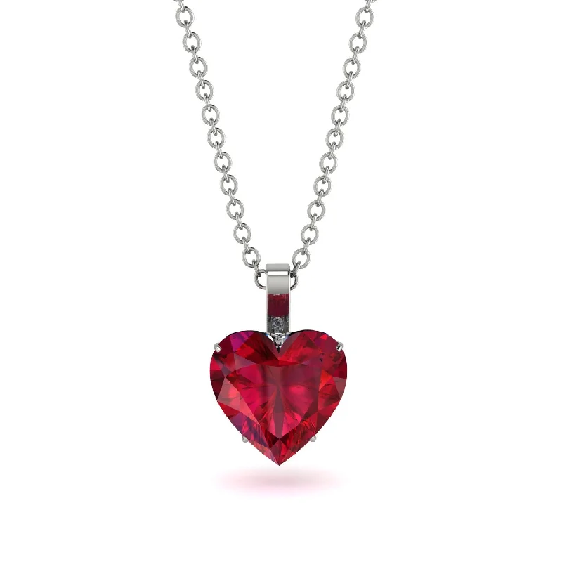 Personalized Silver Necklaces For Custom Gifts-Heart Ruby Necklace - Noelle No. 12