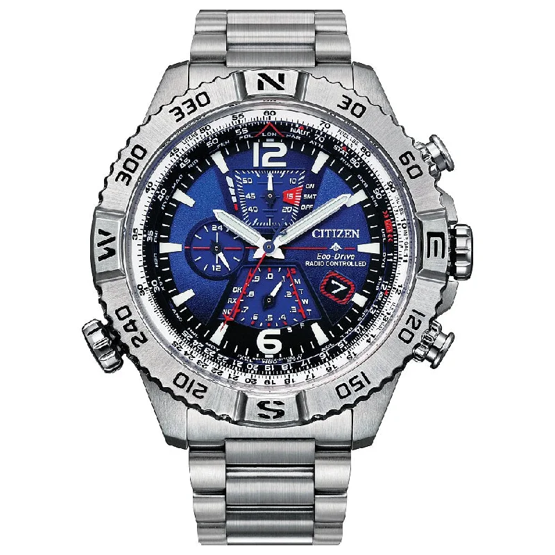 Watches With Feather Accents-CITIZEN Eco-Drive Promaster Eco Navihawk Mens Stainless Steel