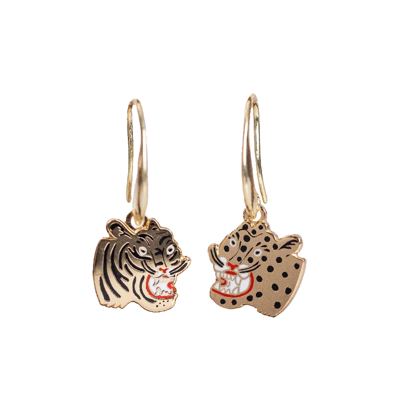 Customizable Earrings For Personal Touch-Tiger & Cheetah Drop Earrings by Kristina Micotti