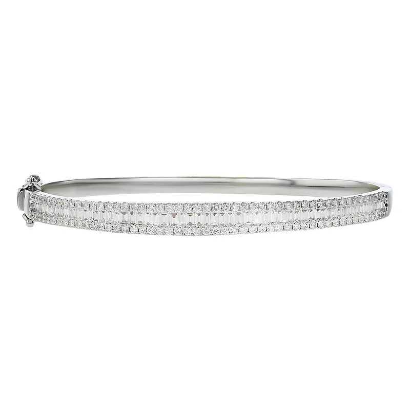 Bangles With Bright Colors-14K White Gold Diamond Bangle Bracelet