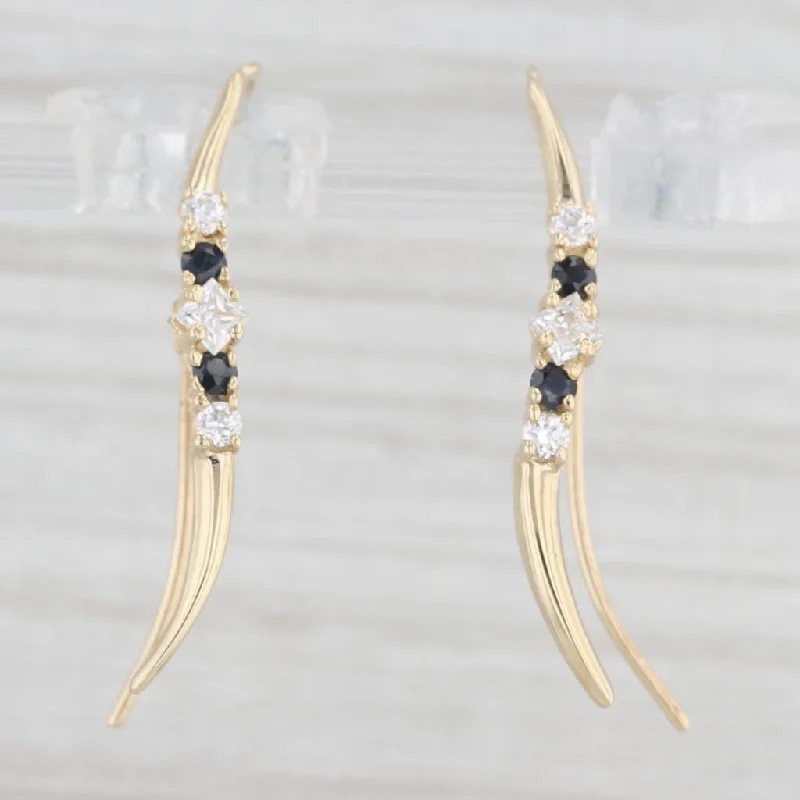 Large Resin Earrings For Bold Style-0.52ctw Blue Sapphire Cubic Zirconia Drop Earrings 14k Yellow Gold Hook Posts