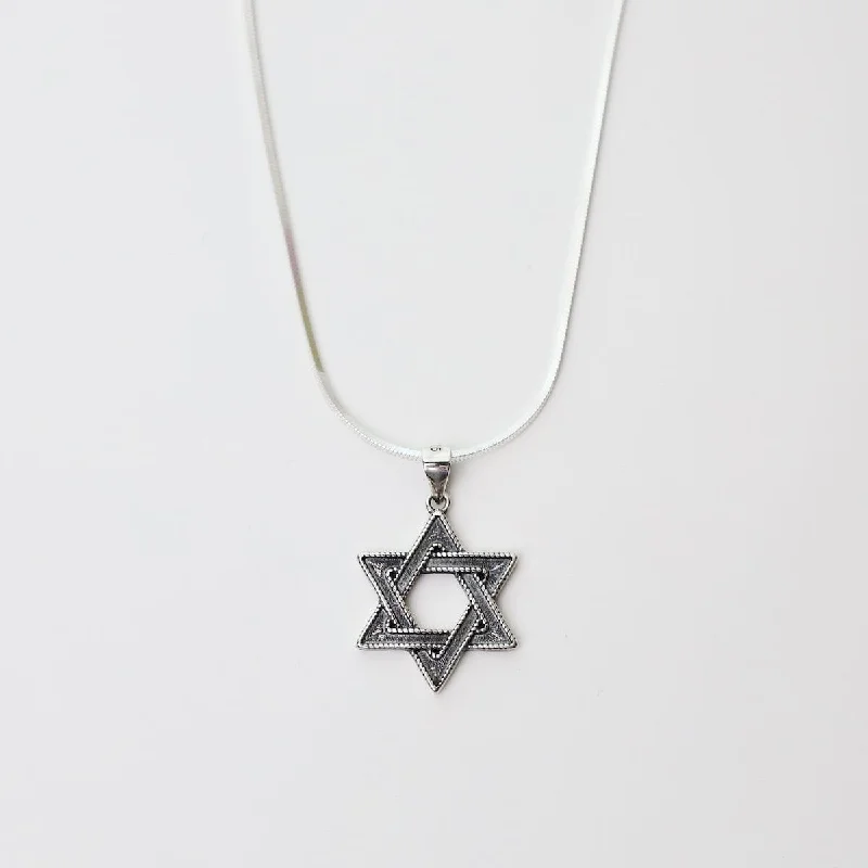 Unique Crystal Necklaces For Bold Fashion-Oxidized Star of David Necklace