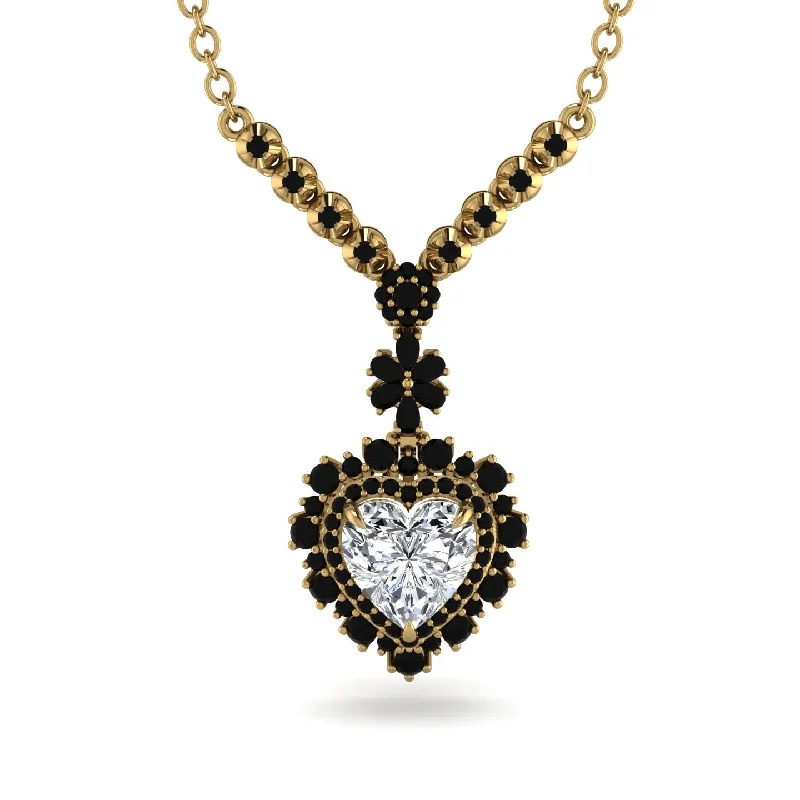 Sparkling Gold Necklaces For Glamorous Fashion-Heart Diamond Royal Vintage Gold Necklace - Gia No. 31