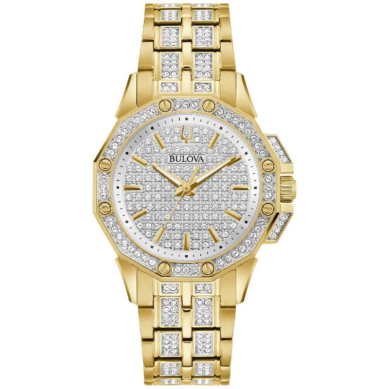 Watches For Fashion Jewelry-Bulova Dress/Classic Crystal Ladies Watch Stainless Steel