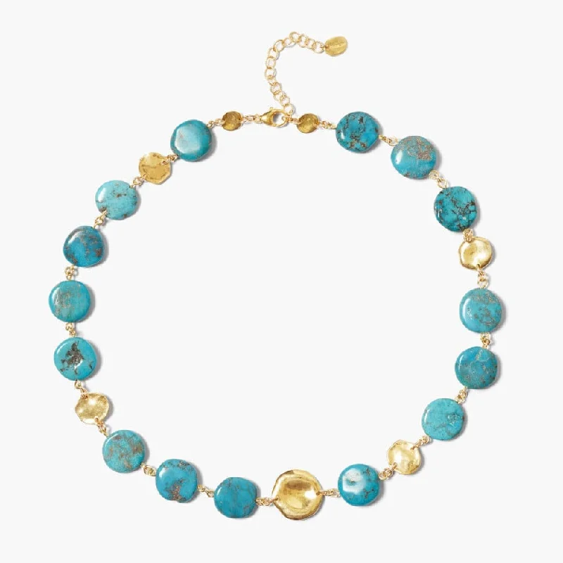 Trendy Beaded Necklaces For Bold Style-Turquoise Coin Necklace