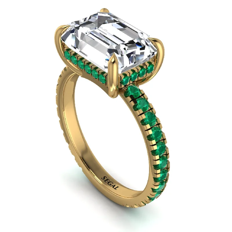 Custom Diamond Rings For Special Occasions-Emerald-Cut Diamond Pavé Engagement Ring - Daphne No. 16