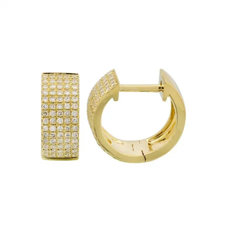 Simple Everyday Earrings For Casual Looks-14k Yellow Gold Diamond Huggie Earrings