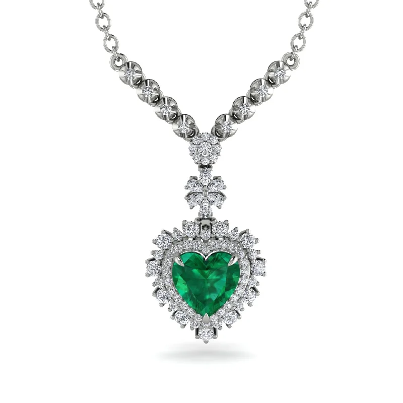 Unique Bar Pendant Necklaces For Modern Fashion-Heart Emerald Royal Vintage Gold Necklace - Gia No. 6