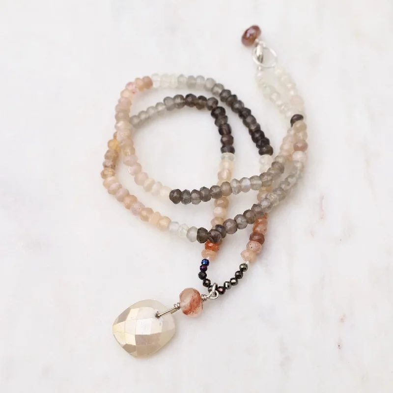 Modern Crystal Necklaces For Fashion Trends-Multi Moonstone Necklace