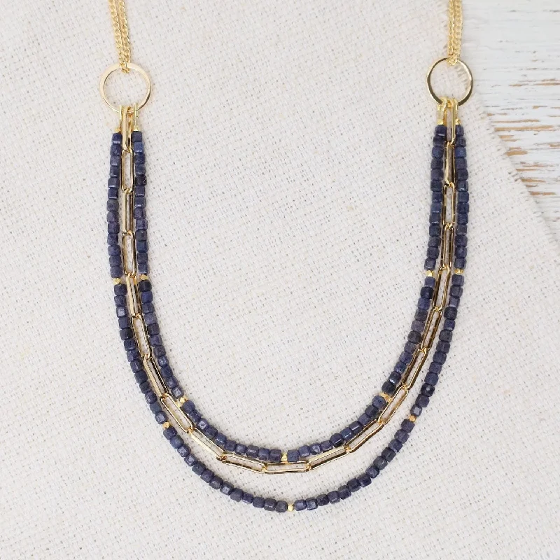 Statement Moon Necklaces For Bold Fashion-Blue Sapphire Solara Necklace