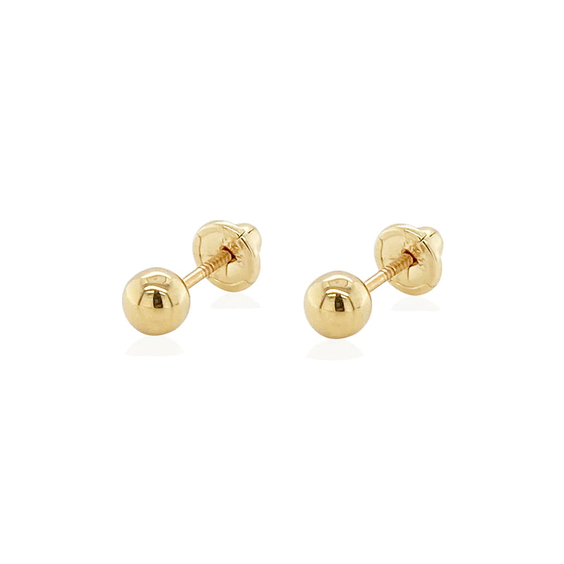 Stylish Crystal Earrings For Bridesmaids-18K Yellow Gold 4MM Gold Ball Children's Earrings