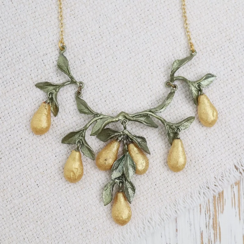 Elegant Diamond Necklaces For Weddings-Golden Pear Necklace