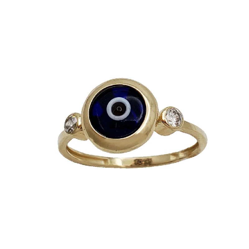 Fashionable Gold Rings For Casual Wear-Zirconia Evil Eye Ring (14K)