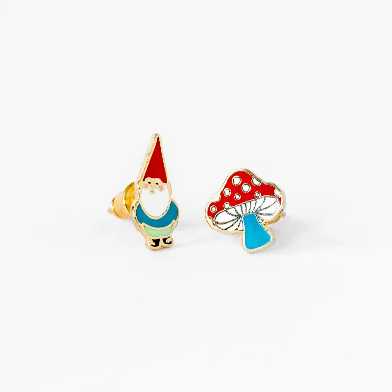 Custom Crystal Earrings For Unique Gifts-Gnome & Mushroom Earrings