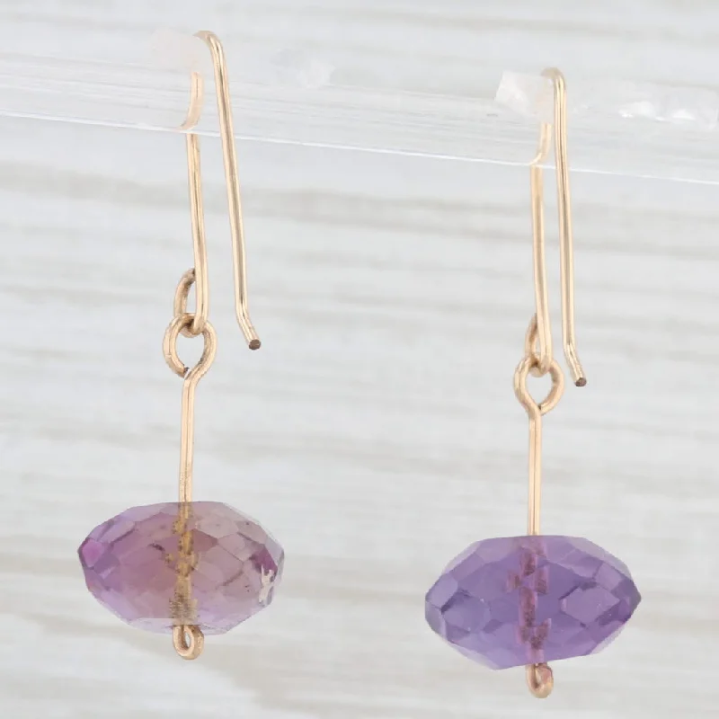 Elegant Drop Earrings For Bridal Jewelry-Amethyst Smoky Quartz Bead Dangle Earrings Gold Filled Hook Posts Mismatched