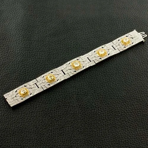 Bracelets With Faux Gems-Yellow & White Diamond Bracelet