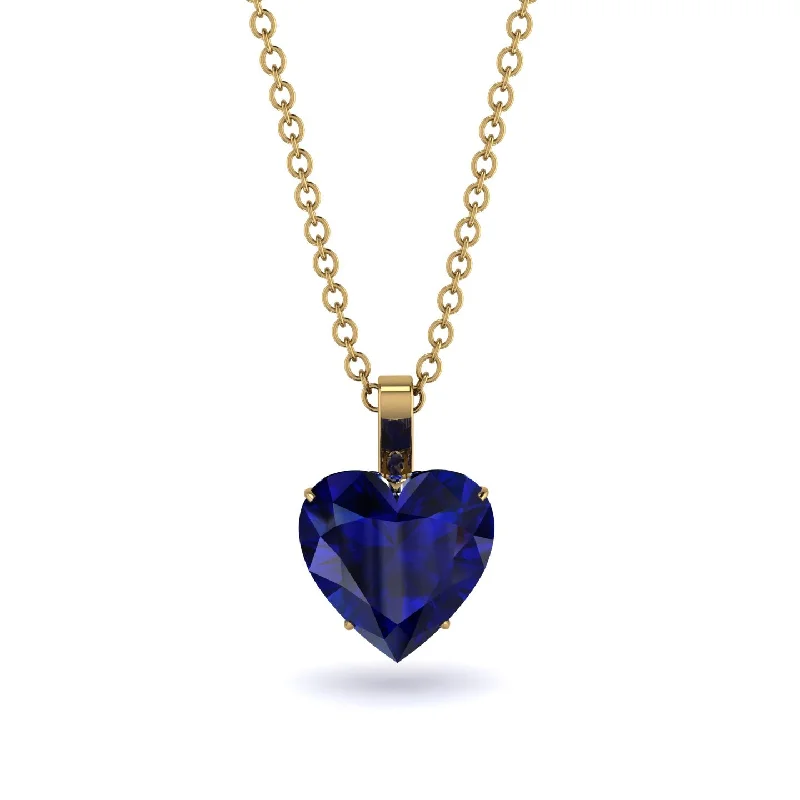 Silver Necklaces For Everyday Wear-Heart Sapphire Necklace - Noelle No. 73