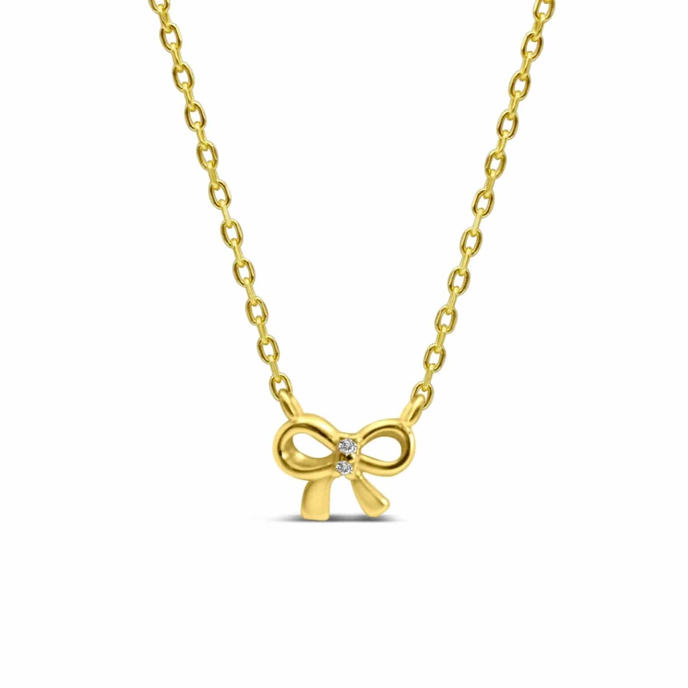 Gorgeous Custom Name Necklaces For Bridesmaids-Gold Just So, Bow Necklace