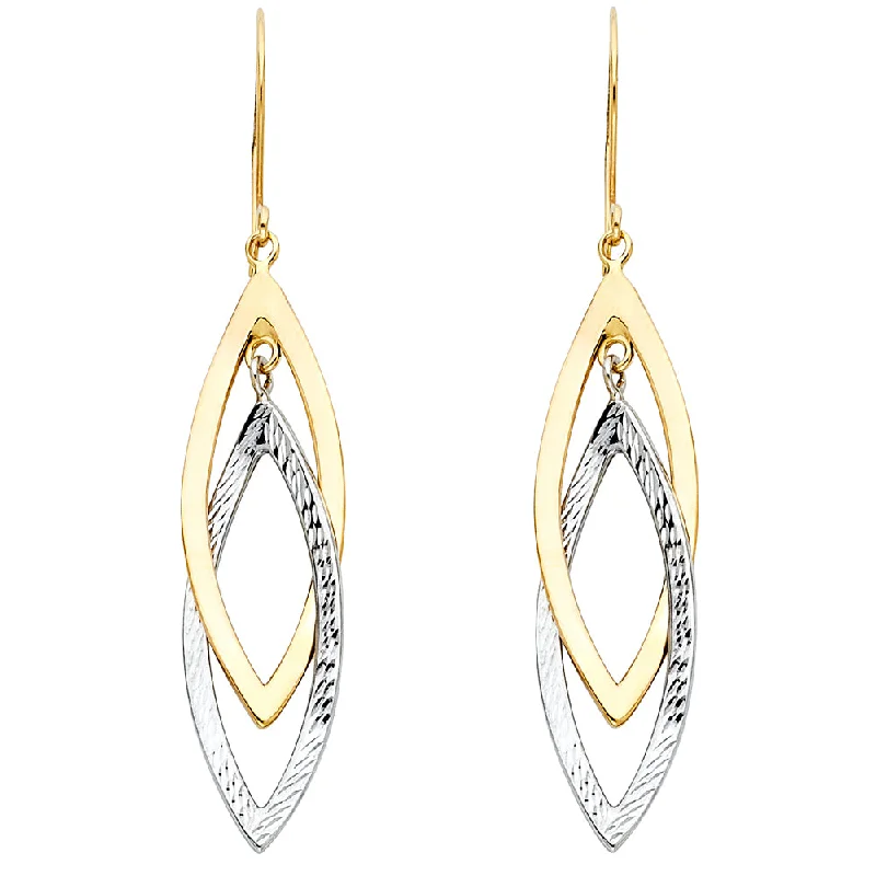 Classic Crystal Earrings For Wedding Style-14K 2T Hollow Design Tube Earrings