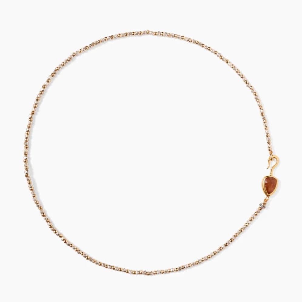 Simple Gemstone Necklace For Everyday Glam-Rahel Beaded Necklace in Hessonite