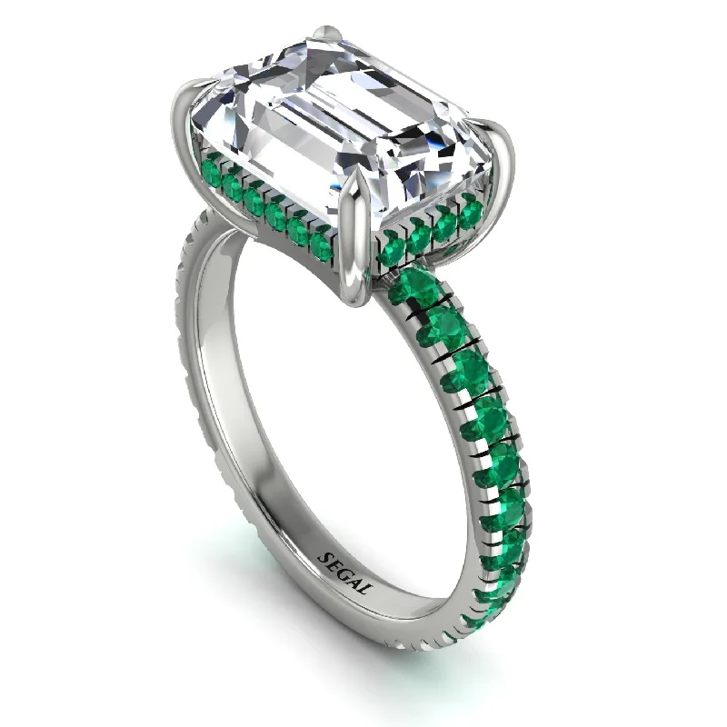 Custom Birthstone Rings For Loved Ones-Emerald-Cut Diamond Pavé Engagement Ring - Daphne No. 18