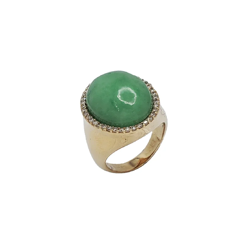 Men’s Personalized Rings For Custom Jewelry-Diamond Jade Ring (14K)