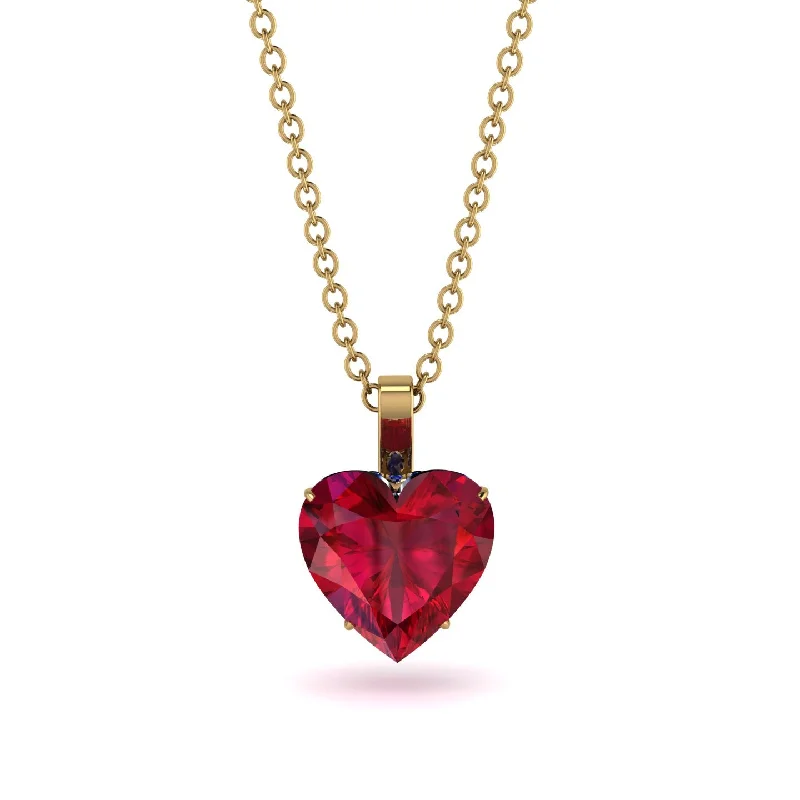 Elegant Pendant Necklaces For Formal Occasions-Heart Ruby Necklace - Noelle No. 70