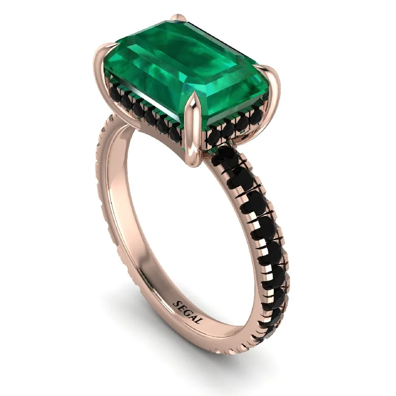 Unique Engagement Rings For Alternative Brides-Emerald-Cut Emerald Pavé Engagement Ring - Daphne No. 35