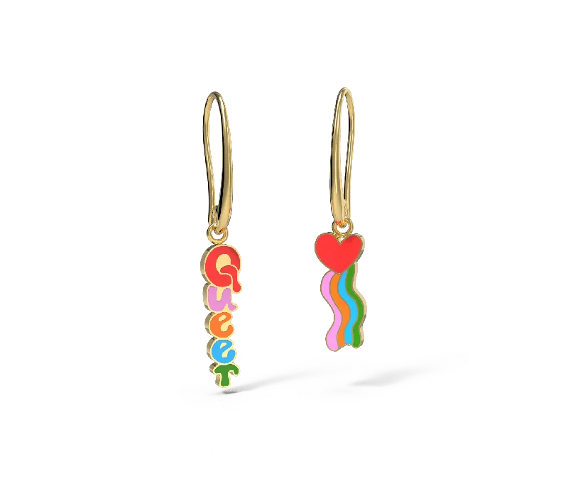 Geometric Earrings For Contemporary Style-Queer Heart Drop Earrings