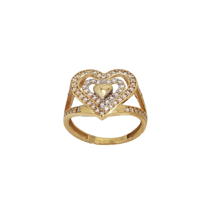 Fashionable Stackable Silver Rings For Trendy Looks-Zirconia Heart Ring (18K)