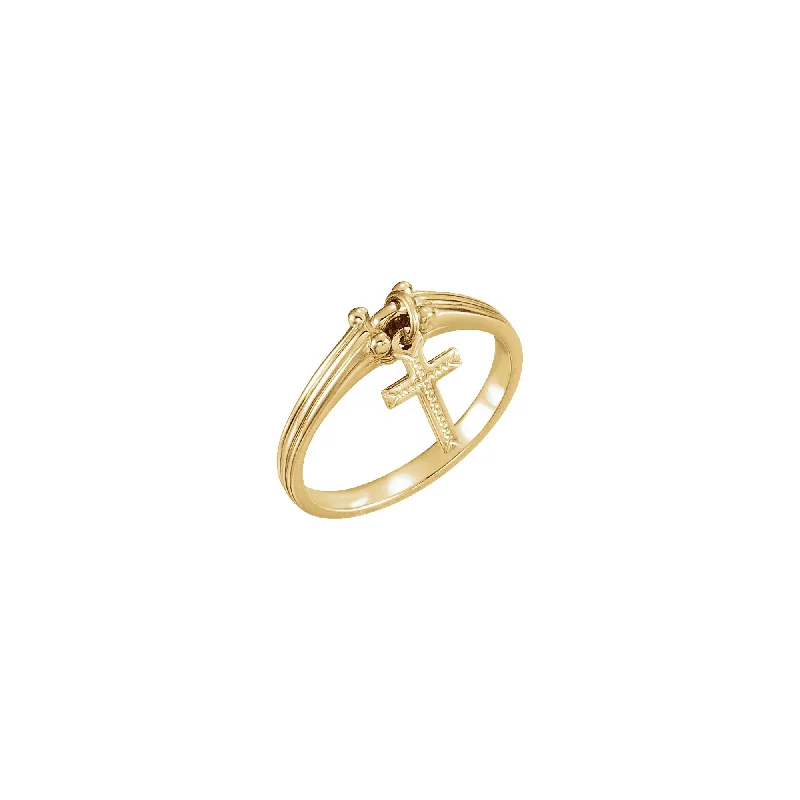 Custom Promise Rings For Fashionistas-Dangling Cross Ring (14K)