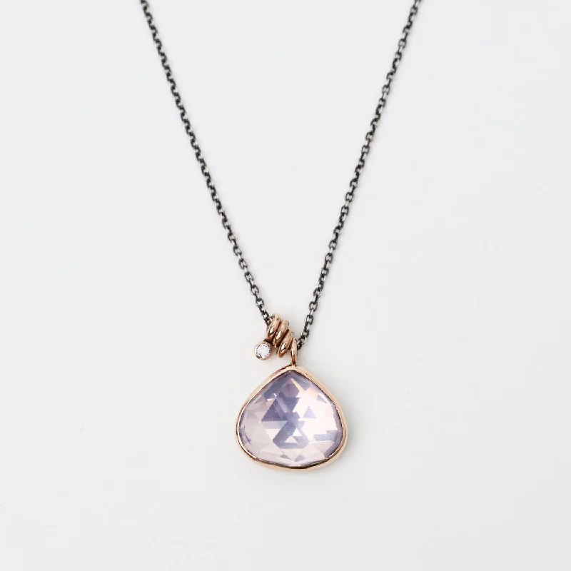 Elegant Heart Shaped Necklaces For Romantic Fashion-Jamie Joseph Lotus Rose Cut Lavender Amethyst Necklace