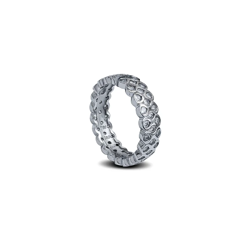 Vintage Diamond Rings For Brides-Zirconia Infinity Symbol Band Ring (Silver)