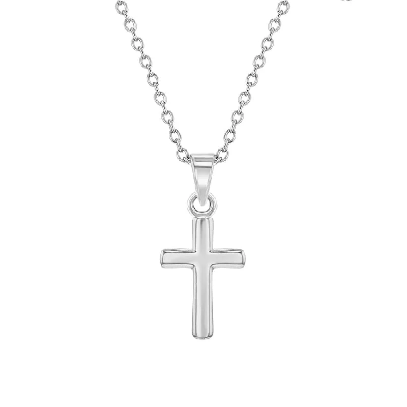 Silver Necklaces For Everyday Wear-Teenie Tiny Cross Baby Pendant Necklace