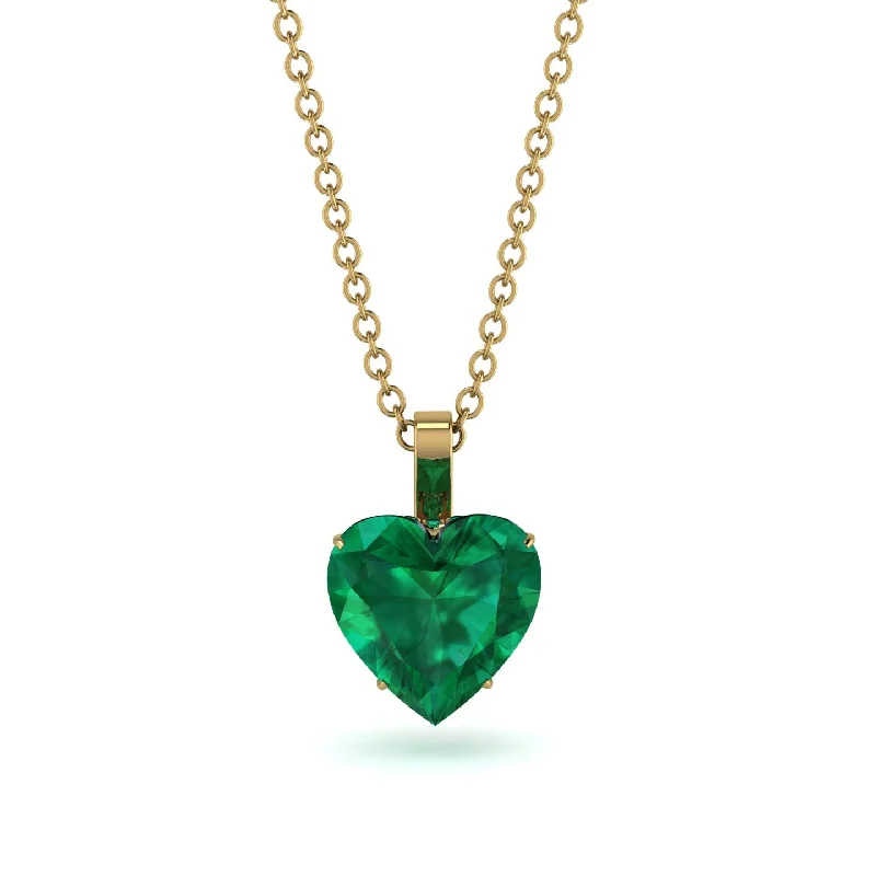 Colorful Stone Necklaces For Vibrant Fashion-Heart Emerald Necklace - Noelle No. 19